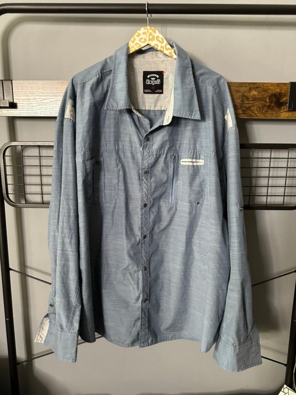 LR Scoop Men's Blue Button Front Shirt | Size 5X